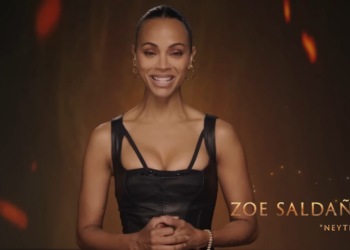 Saldana showed off her bold look in one of the videos advertising the sale of Avatar: Fire and Ash tickets