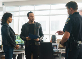 Marisa Ramirez as Maria Baez and Donnie Wahlberg as Danny Reagan in 'Boston Blue' Season 1 Episode 6, 'Code of Ethics'