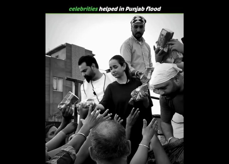5 celebrities ने Punjab flood में help करी 😲 #celebrities #panjabi #flood #guru #diljit #viralnow