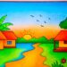 Simple village scenery drawing. Easy pencil sketch for beginners.  #landscapedrawing #drawing #art