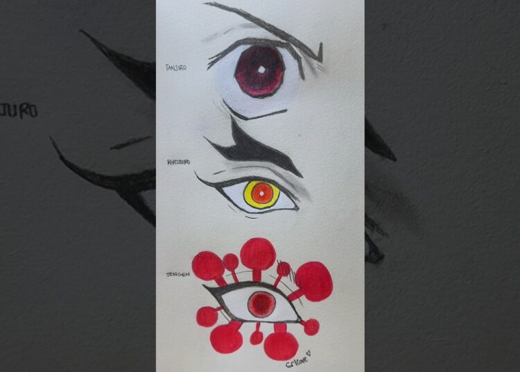 Demon slayer eyes drawing #anime #art #howtodraw #tutorial #sketch #shorts