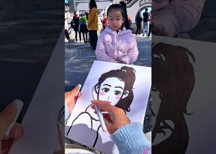 Cute Girl’s Reaction to Her Live Portrait #art #artist #paint #draw #portrait #usa #reaction #part2
