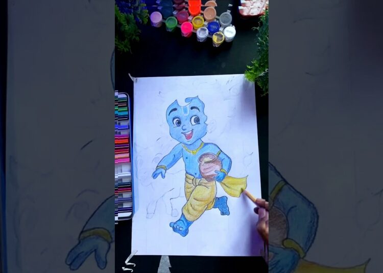 cute krishna ji drawing 💕#shorts #krishna #art #artist #drawing