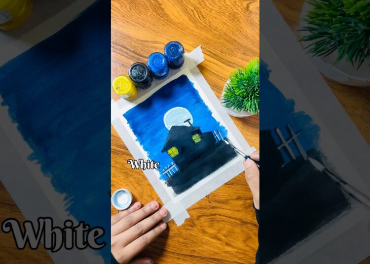 Very Easy Scenery for Kids💙😱☺️#shorts #art