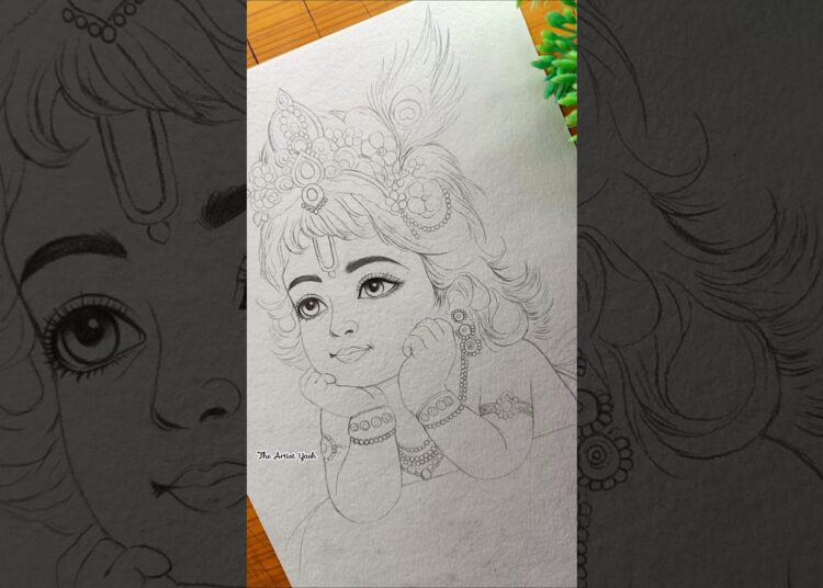 Bal Krishna Drawing β¨ #art #shorts #drawing #trending #artist #painting #viralvideo #radha #krishna