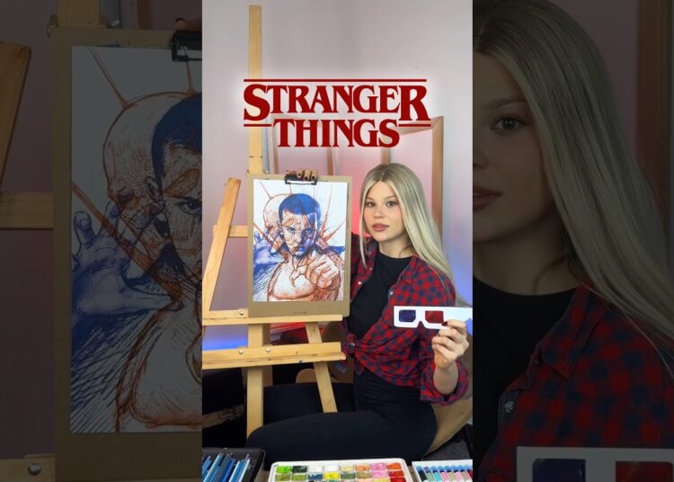 DRAWING WITH 3D GLASSES❓#strangerthings #art #drawing #shorts #artchallenge #strangerthings5 #eleven
