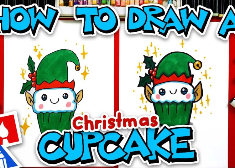 How To Draw A Christmas Elf Cupcake