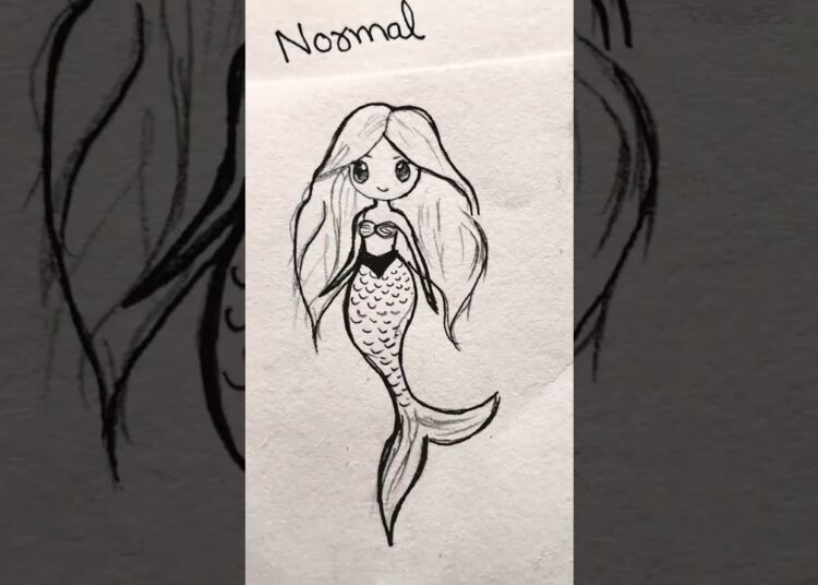 How to draw mermaid in 3 ways🧜‍♀️#art #shorts #drawing #viral #viralshorts #ytshorts