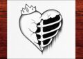 How to Draw a Broken Heart with Crown | Dark Aesthetic Pencil Art