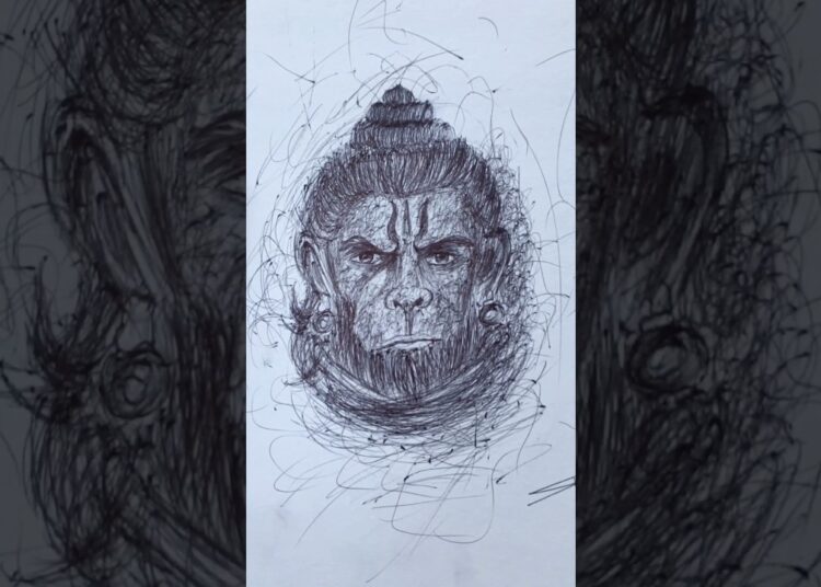 Hanuman ji Drawing with pen 🙂 Easy sketch #art #drawing #artist #penart #hanumandrawing #pendrawing
