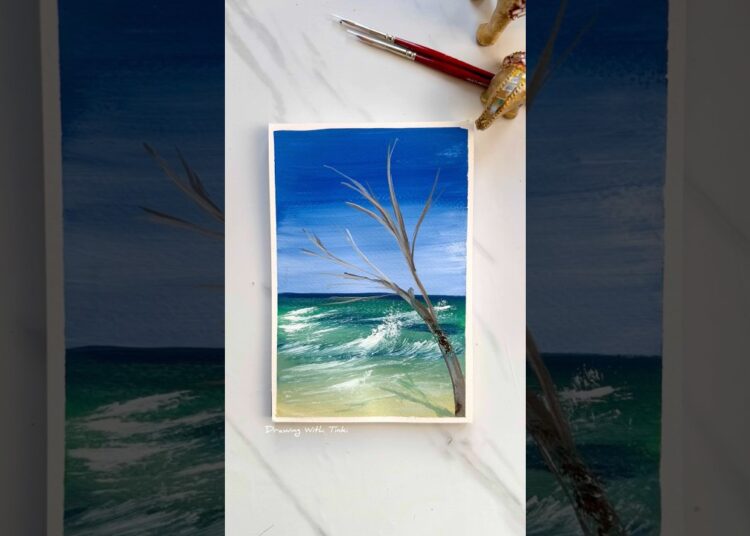 Blue Sky Seascape 🌊 / Silent Tropical Beach #sea #painting #landscape #short #artist #sunset #art