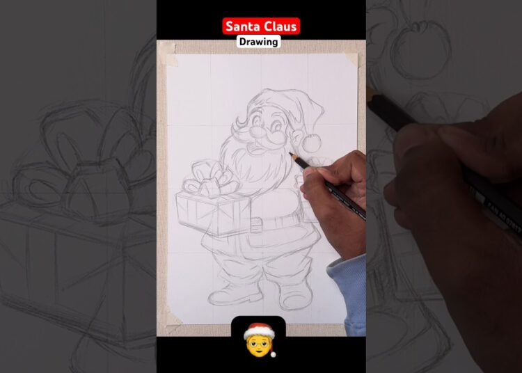 Santa Claus Drawing, ￼😍 #shorts #art #drawing #christmas