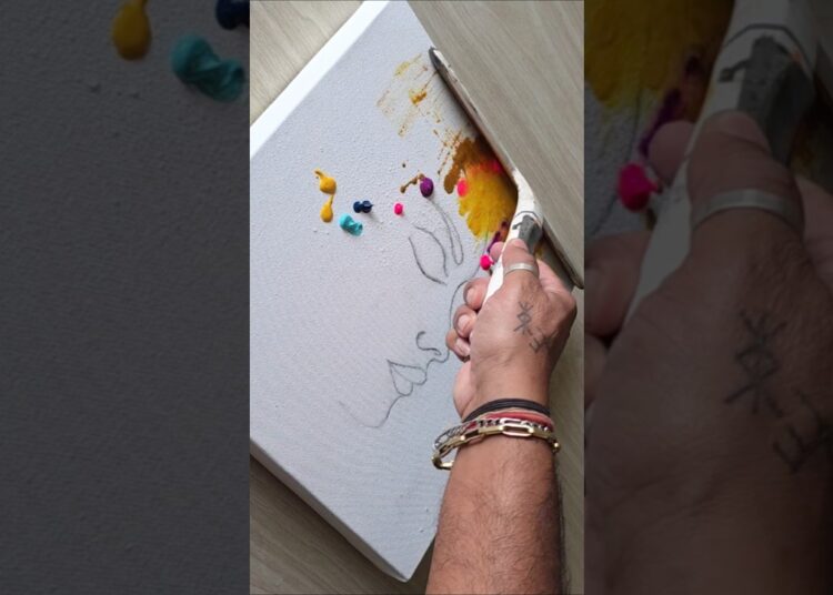 Interesting art technique 🎨✍️ #acrylicpainting #shorts #youtubeshorts