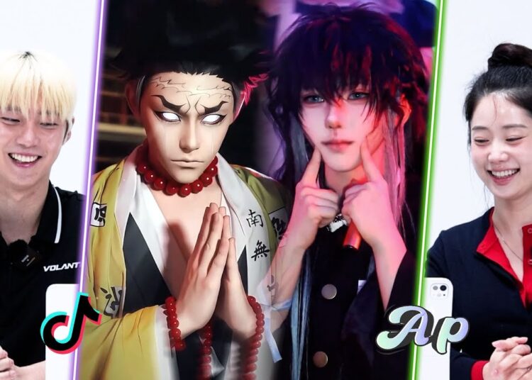 Korean artists react to Demon Slayer makeup cosplay challenge | Asopo