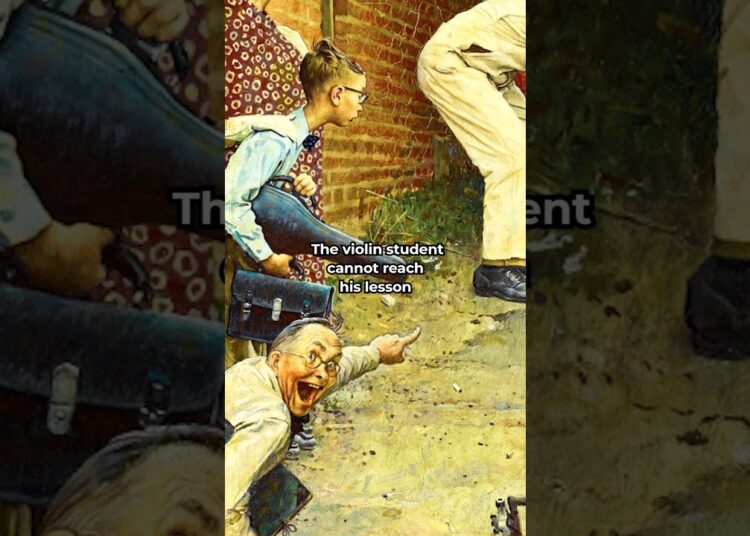 Road Block (1949) by Norman Rockwell #art #history #painting