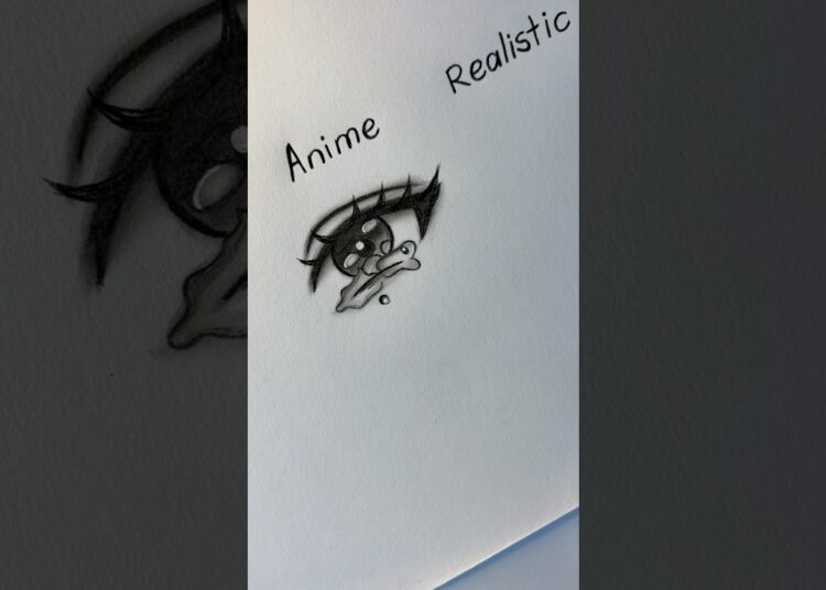 Cry eye drawing (anime vs reaslistic) #howtodraw #art #drawing #sketch #artist #shorts