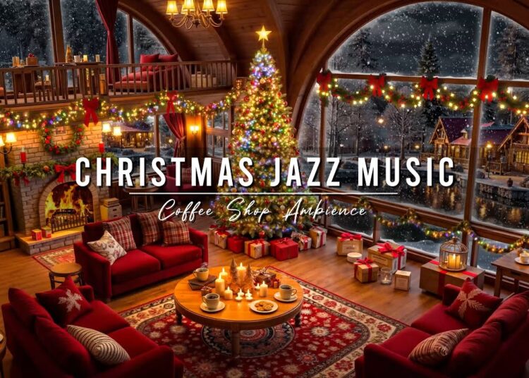 Warm Jazz Music & Christmas Coffee Shop Ambience 🎄 Christmas Jazz Instrumental Music for Relaxing