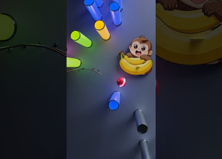 baby monkey banana -B1- Music Marble #marblemusic #marblasmr