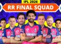 IPL 2026 – Rajasthan Royals Full & Final Squad | RR Team 2026 Players List | RR 2026 Squad