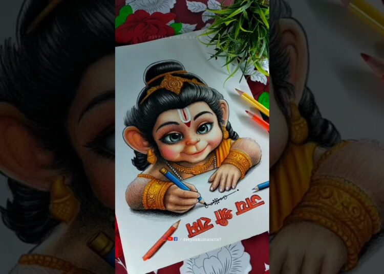 Cute Bal Hanuman Drawing shorts #deepakkumararts #drawing #hanuman #hanumanji #artist #art #song