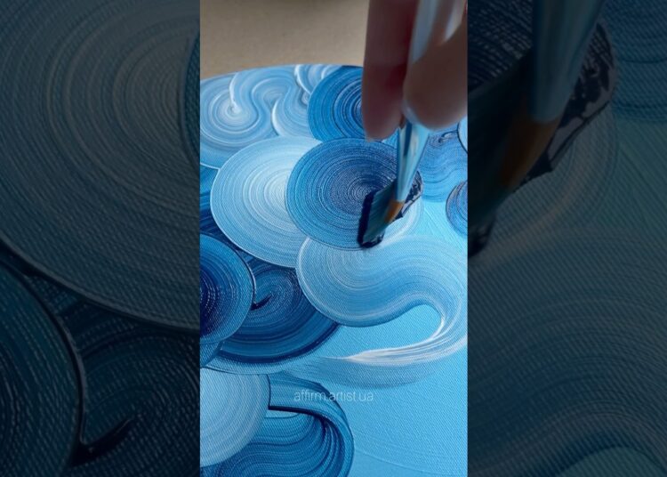 EASY DRAWING IDEA 🎨 SEA WAVES 🌊#art #artist #painting #diy #acrylicpainting #creativeart