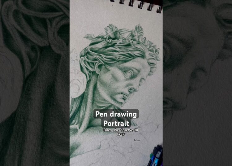 Pen drawing portrait part 2 #art #artist #viral #pendrawing #portrait #sketch #shorts