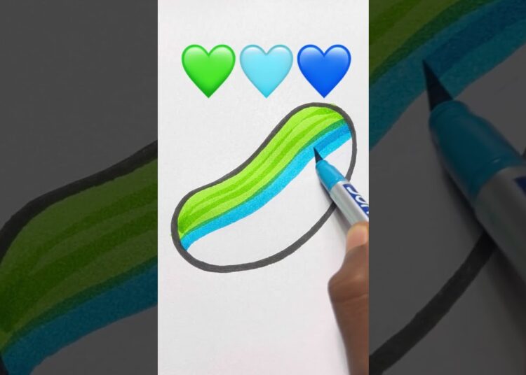 💚🩵💙Creative Art #art #drawing#artist #shorts #viralvideo #trending #brushpen #creative