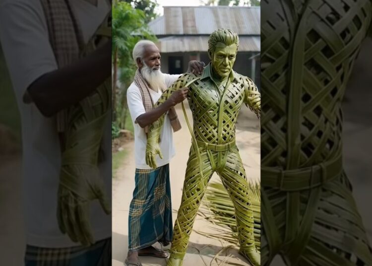 Salman Khan with coconut leaves made by his old grandfather #artist @UpTechUnlimited-CR