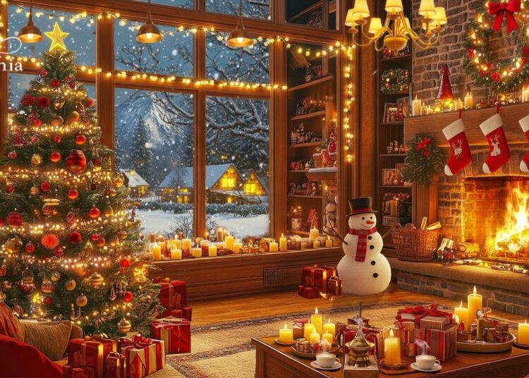 Peaceful Christmas Music for Relaxation 🎄 Beautiful Christmas Ambience 🔥Warm Fireplace & Soft Snow❄️