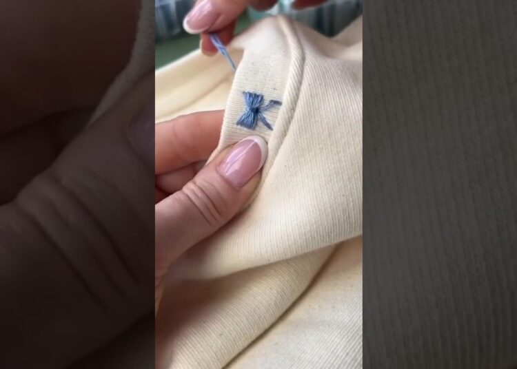 beutiful bow embroidery tutorial for tshirt#stitch#diynstitch#embroidery#success#diy#art#bow#tshirt