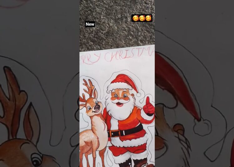 marry christmas drawing 🌲🥰 #shorts #shortvideo #christmas #realistic #coloring #artist #artwork