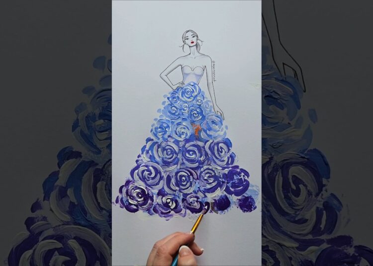 Rate this dress 1 to 100 🫶 #art #artwork #artist #draw #drawing #paint #painting #satisfying