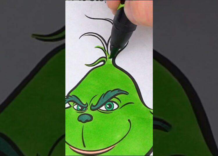 Coloring The Grinch 💚 #christmas #grinch #coloring #art