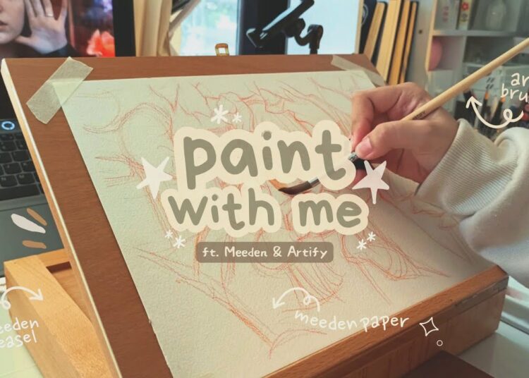 paint with me, watercolor study + mini desk tour w/meeden & artify ⊹ ˖
