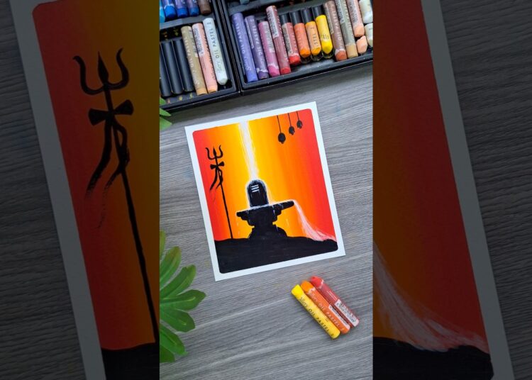 Powerful Lord Shiva Painting 🔱 | Easy Oil Pastel Art | Shivling Art Tutorial