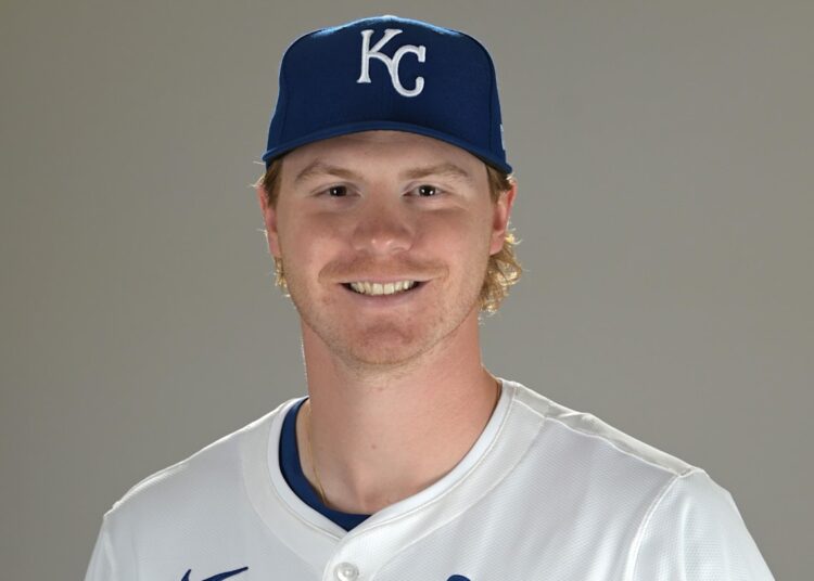 Feb 19, 2025; Surprise, AZ, USA; Kansas City Royals relief pitcher Eric Cerantola (87) poses for a photo during media day at Camelback Ranch. Mandatory Credit: Jayne Kamin-Oncea-Imagn Images