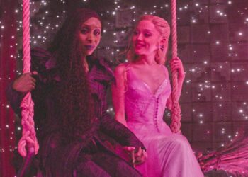 This image released by Universal Pictures shows Cynthia Erivo, left, and Ariana Grande in a scene from "Wicked for Good.." (Universal Pictures via AP)