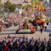 Marching bands perform along Colorado Blvd. for the 136th Rose Parade route in Pasadena, Calif., Wednesday, Jan. 1, 2025. (AP Photo/Damian Dovarganes)