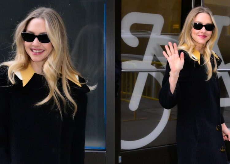 Amanda Seyfried Wears Oversize Miu Miu Coat for 'GMA' Appearance