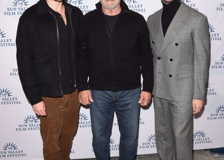 Arnold and his sons at the Sun Valley Film Festival