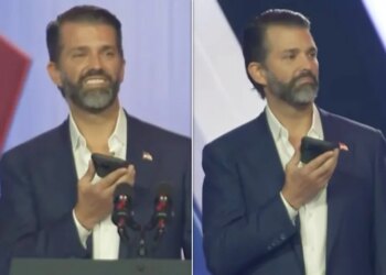 Don Jr.'s facial expressions as he took the call from his father.