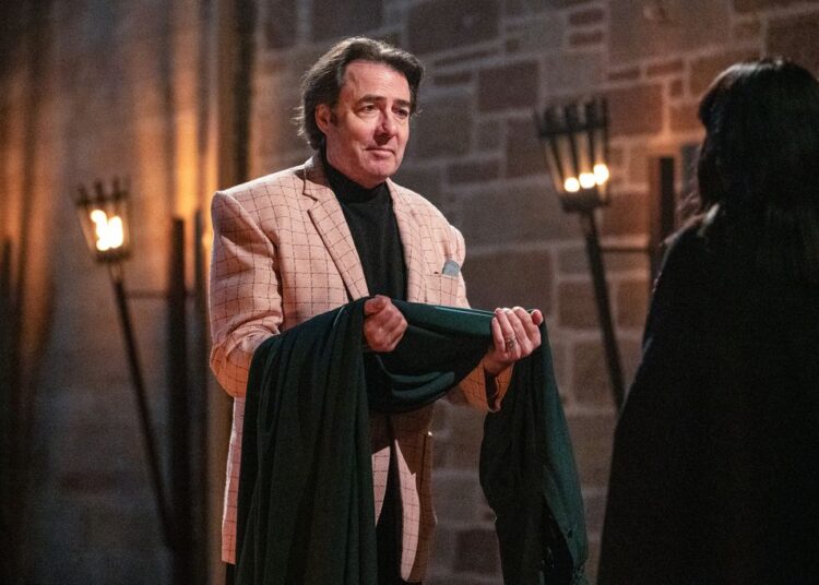 Jonathan Ross carrying the 'traitor's cloak' with Claudia Winkleman