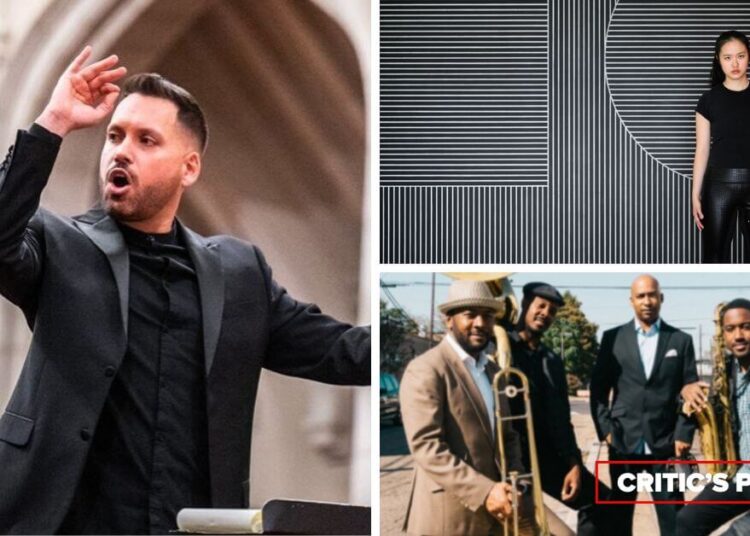 L-R (clockwise): Toronto Mendelssohn Choir artistic director Jean-Sébastien Vallée (Photo; Dahlia Katz); Musician and artistic production Roan Ma (Photo courtesy of the artist); New Orleans Jazz Orchestra (Photo courtesy of the artists)