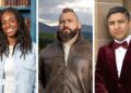 A composite image of Cat Burns, Joe Marler and Nick Mohammed on Celebrity Traitors
