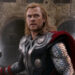 Thor holding Mjolnir during the Battle of New York in The Avengers.