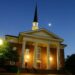 chapel at night, Daniel Memorial Chapel