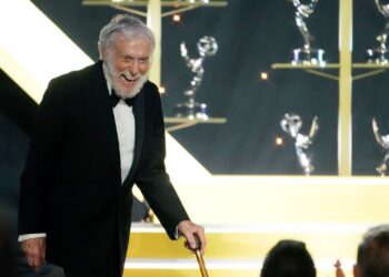 Dick Van Dyke accepts the award for outstanding guest performance in a daytime drama series for "Days of our Lives" during the 51st Daytime Emmy Awards on Friday, June 7, 2024, at the Westin Bonaventure in Los Angeles.(AP Photo/Chris Pizzello, File)