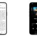 Two phones side by side running the Cantilever music streaming app &ndash; one shows a text article, the other album art and a play button.
