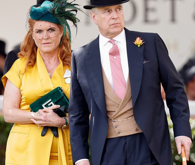 Sarah Ferguson and Andrew Mountbatten-Windsor at Ascot Racecourse on June 21, 2019