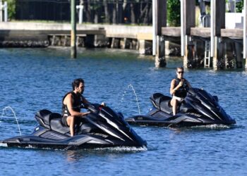 Gisele and Joaquim were spotted riding some jet skis over the weekend